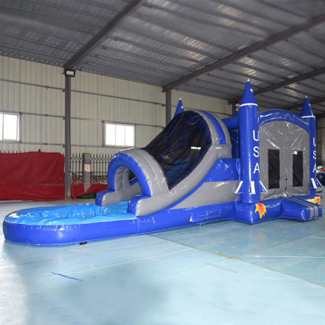 Gary Blue Rocket Bounce Castle with waterslide