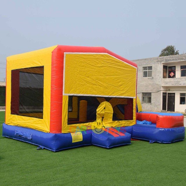 Moon bounce house slide combo with banner
