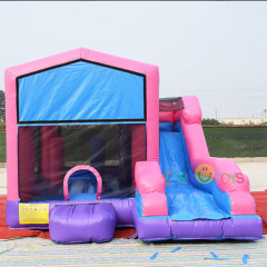 Pink Girls Bounce house slide with banner