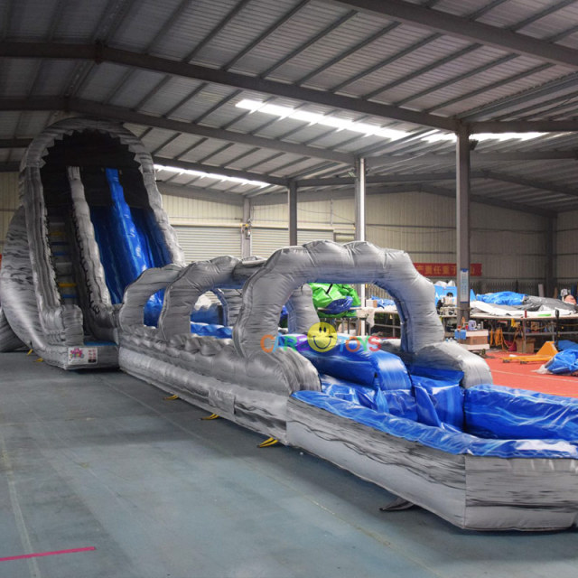Grey Marble inflatable waterslide with slide n slide