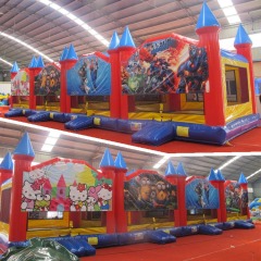 Classic castle bounce house with banner