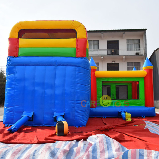 Commercial classic inflatable jumping castle with standalone slide