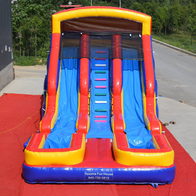 Red blue yellow Double Lane water slide