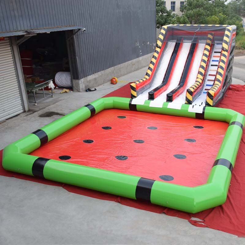 Triple Lane inflatable water slide with watermelon pool