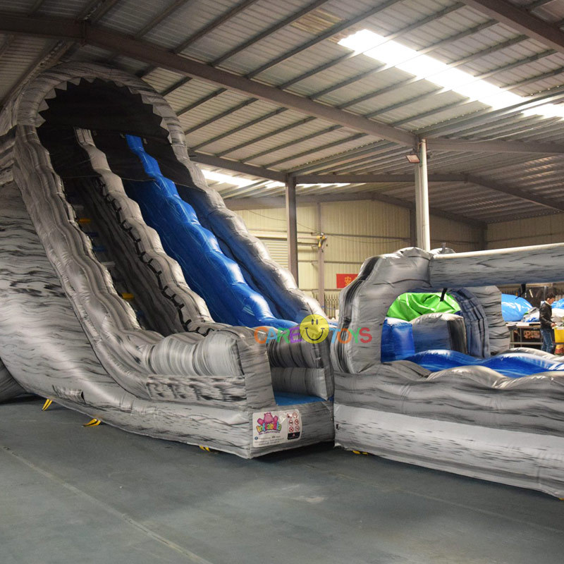 Grey Marble inflatable waterslide with slide n slide
