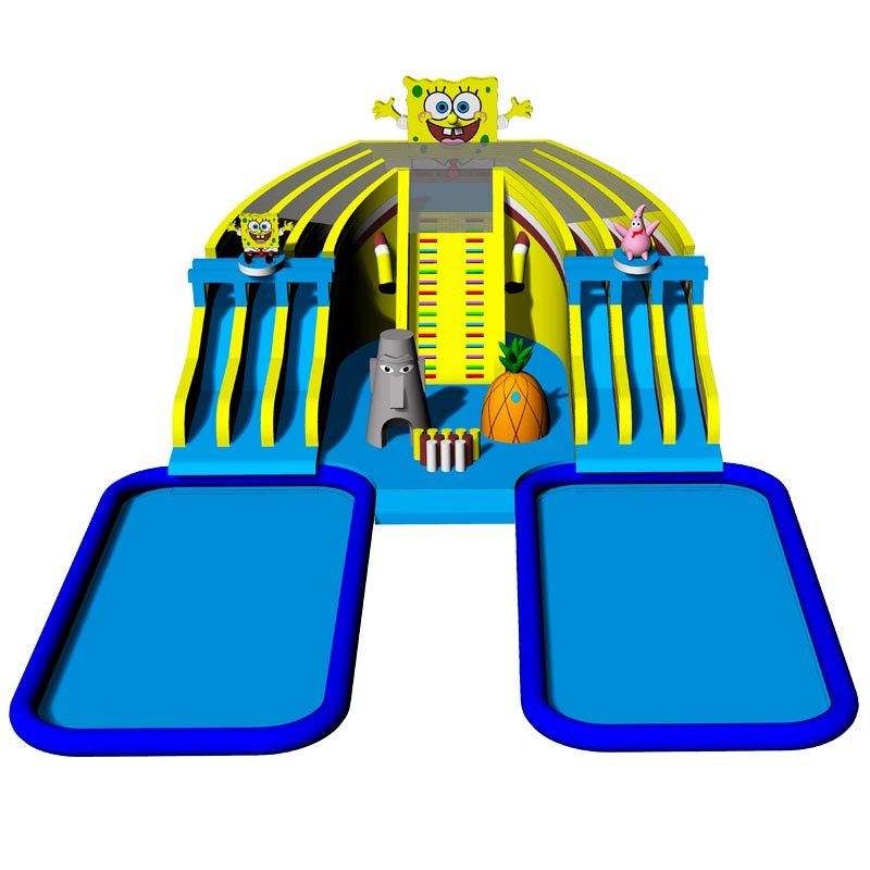 Spongebob Theme Inflatable Water Slide Pool Waterpark