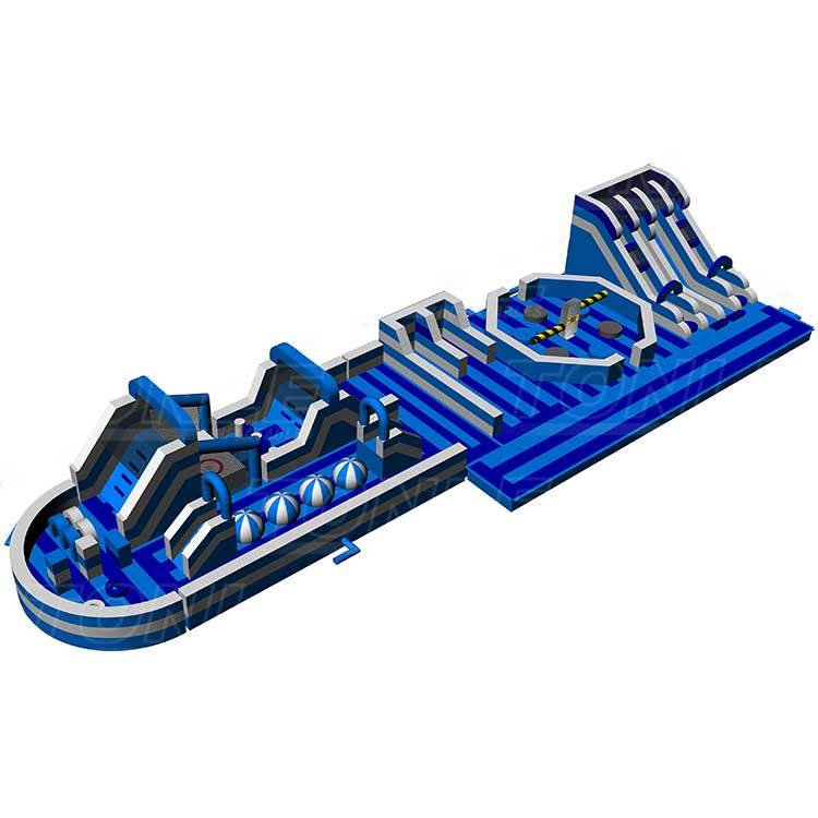 custom blue white theme inflatable indoor park