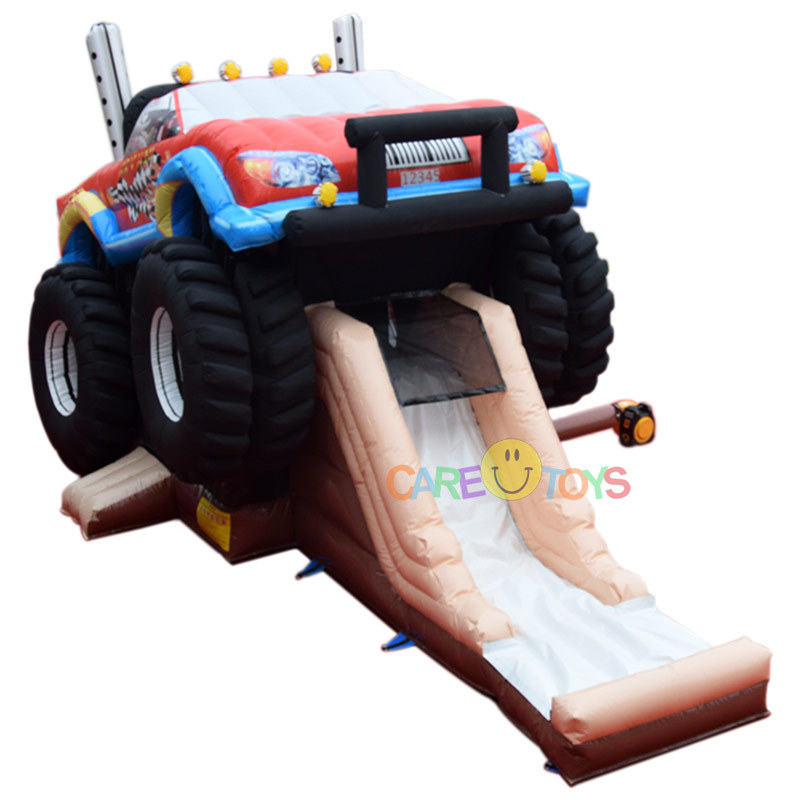 Monster Truck Inflatable Bounce House with slide