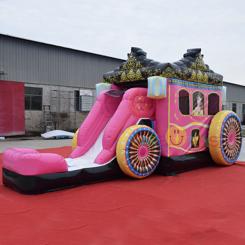 Princess Carriage Inflatable bounce house water slide combo