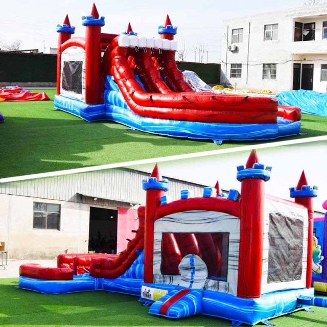 Marble castle bounce house with slide