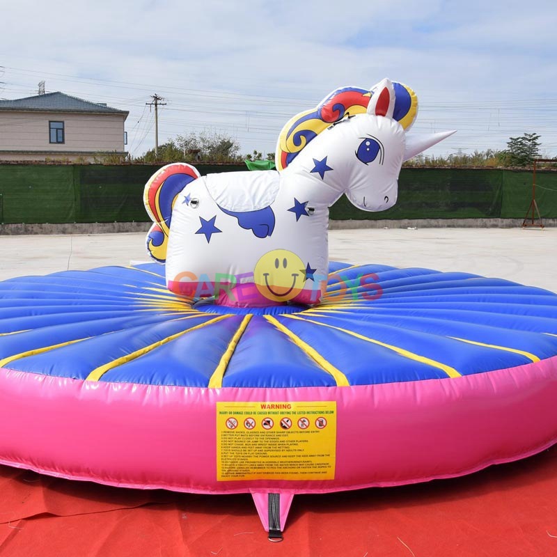 Inflatable pull riding unicorn