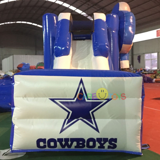 Football player inflatable bouncer slide combo