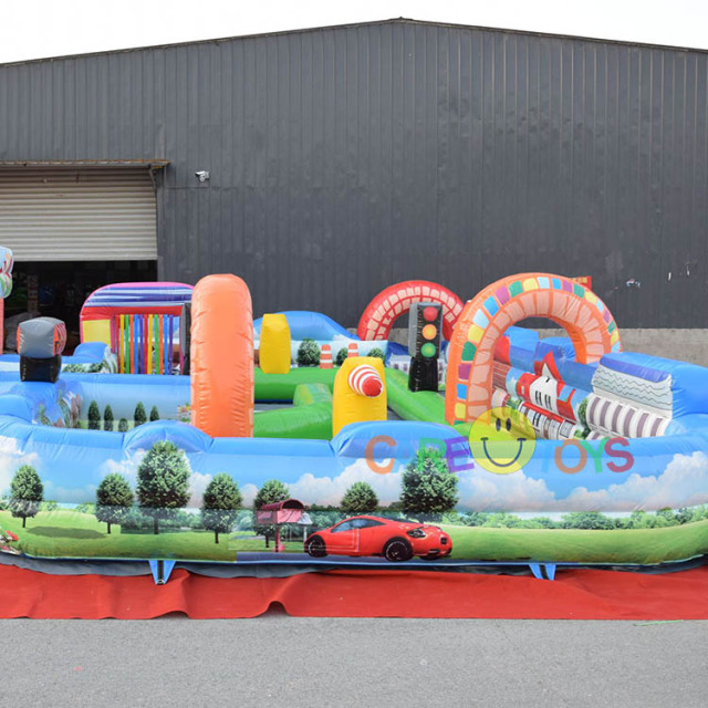 inflatable fun city race track