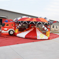 Fire Station Fire Engine bouncy castle with slide