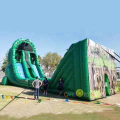 Giant inflatable zipline slide