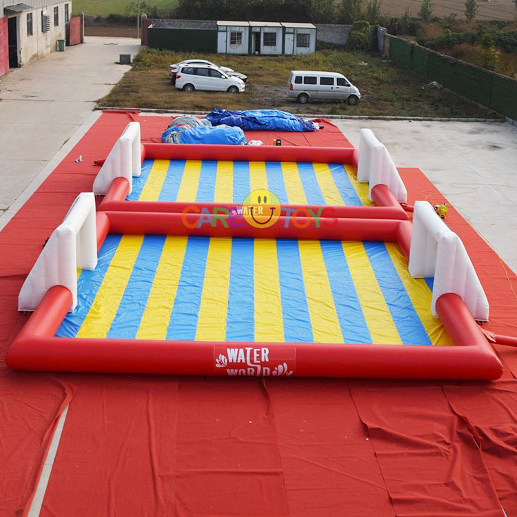 inflatable soap football pitch