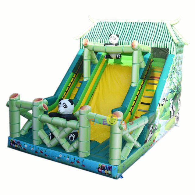 Panda Bamboo House Inflatable slide