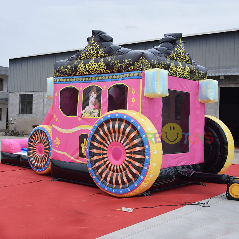 Princess Carriage Inflatable bounce house water slide combo