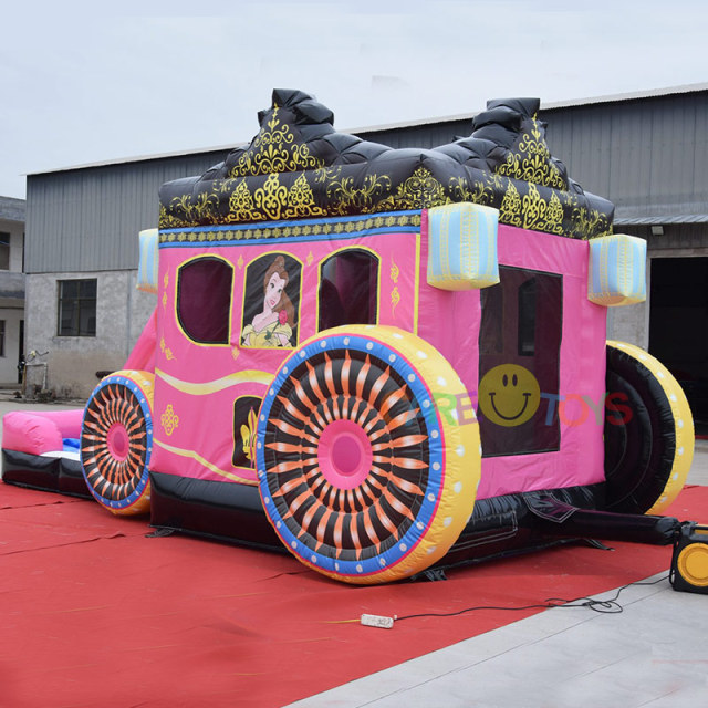 Princess Carriage Inflatable bounce house water slide combo