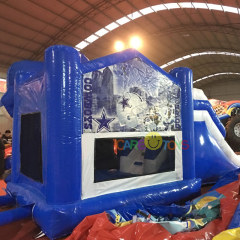 Football player inflatable bouncer slide combo
