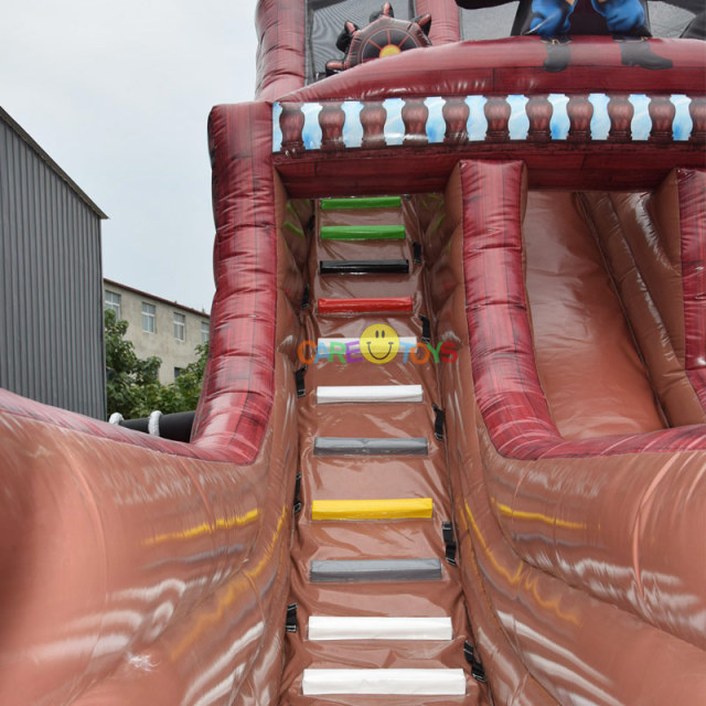 Giant inflatable pirate ship slide with obstacle