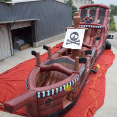 Giant inflatable pirate ship slide with obstacle