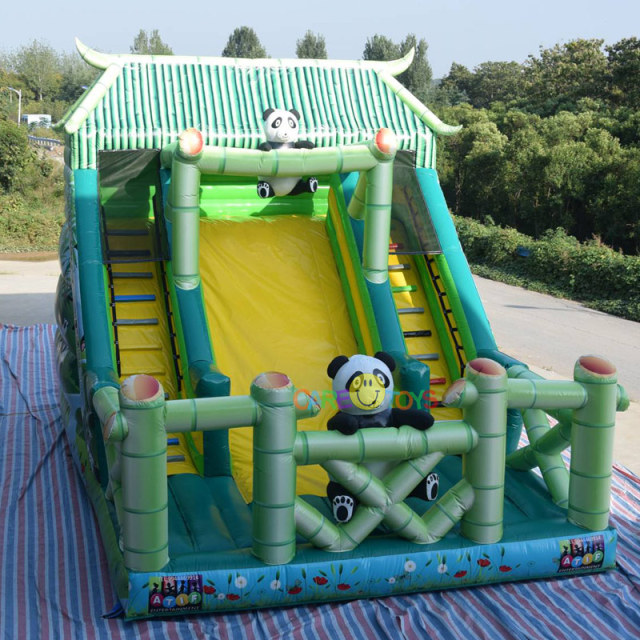 Panda Bamboo House Inflatable slide