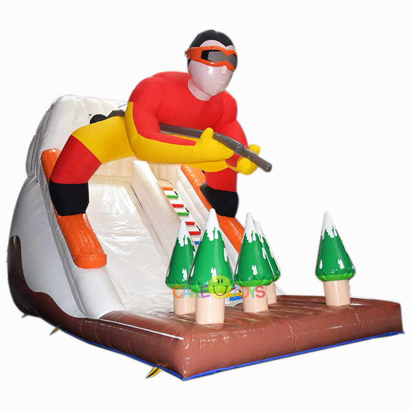 Giant 3D Skiing player inflatable slide