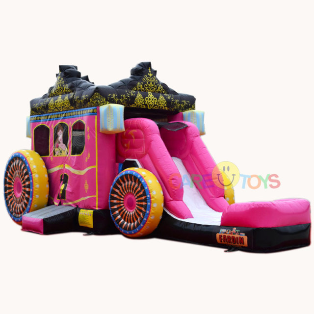 Princess Carriage Inflatable bounce house water slide combo