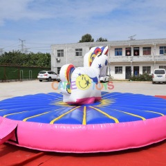 Inflatable pull riding unicorn