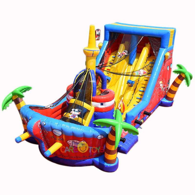 Giant pirate ship playland inflatable slide