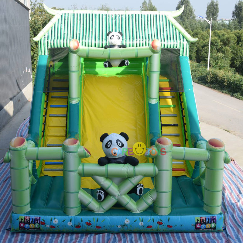 Panda Bamboo House Inflatable slide