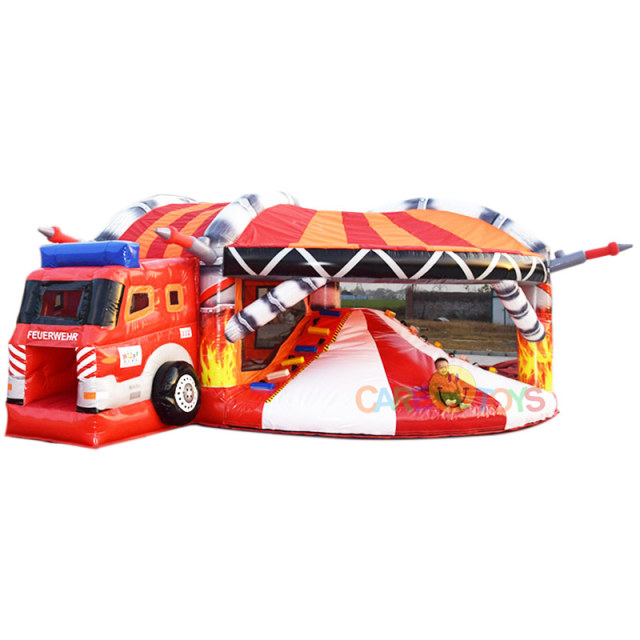Fire Station Fire Engine bouncy castle with slide