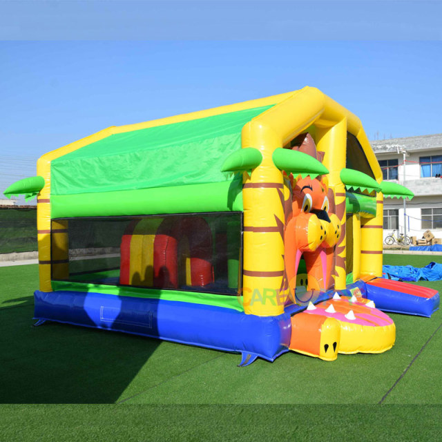 Lion Bouncy castle slide combo with roof