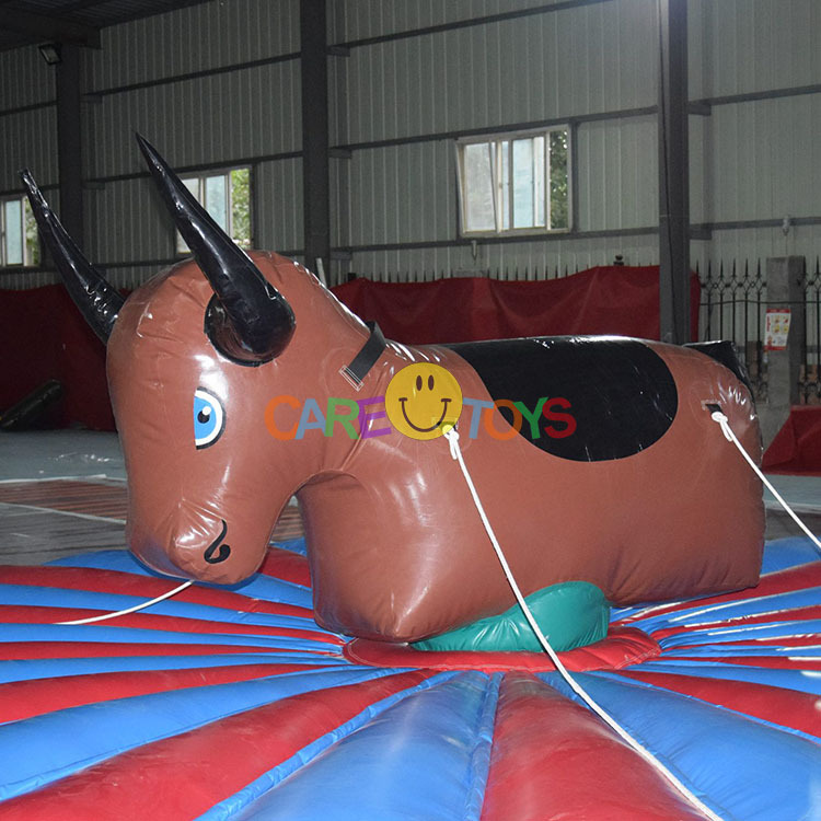 Pull down inflatable riding bull