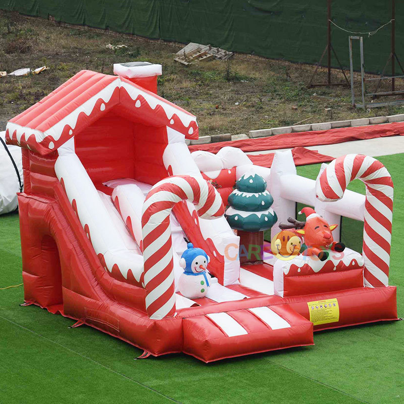 Christmas theme bouncy castle with slide
