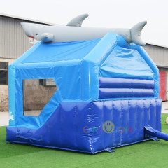 Giant 3D SHark inflatable bounce house with slide
