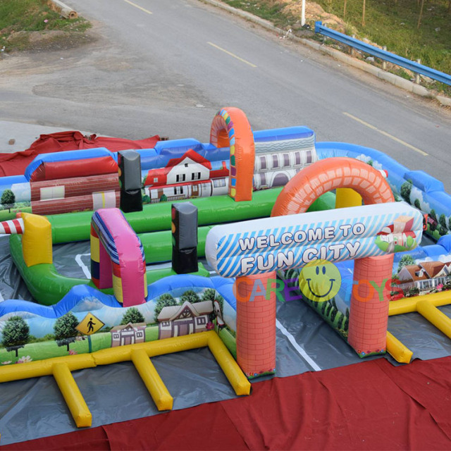 inflatable fun city race track