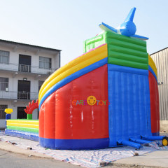 Giant rocket triple lane inflatable bounce slide