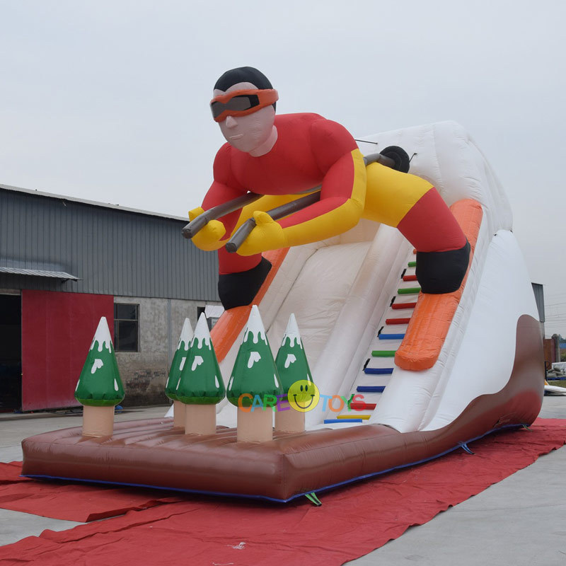 Giant 3D Skiing player inflatable slide