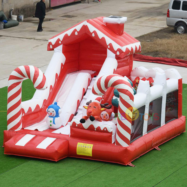 Christmas theme bouncy castle with slide