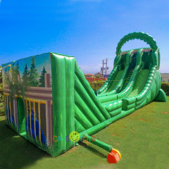 Giant inflatable zipline slide
