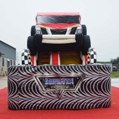 giant 3D monster truck race inflatable slide