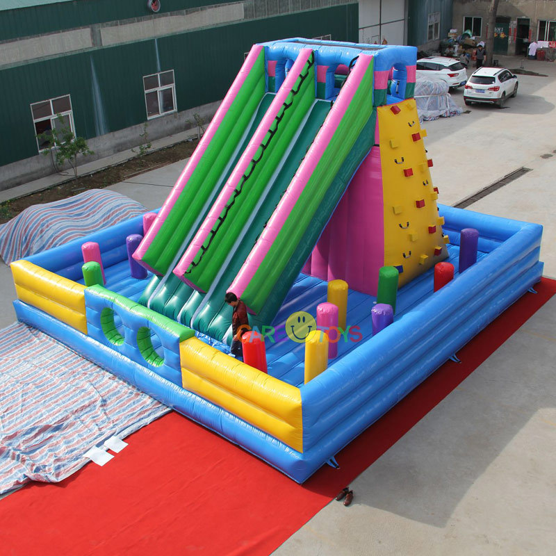 Inflatable rock climbing slide