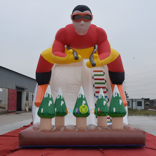 Giant 3D Skiing player inflatable slide