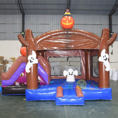 Halloween pumpkin ghost bounce house with slide