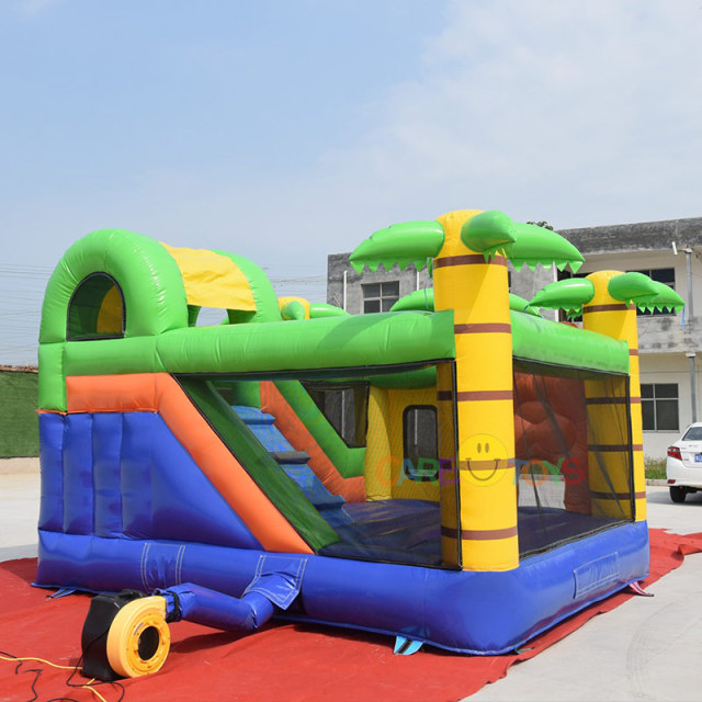 Forest Tiger bouncy castle with slide