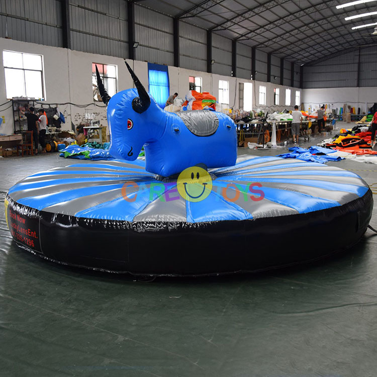 Pull down inflatable riding bull
