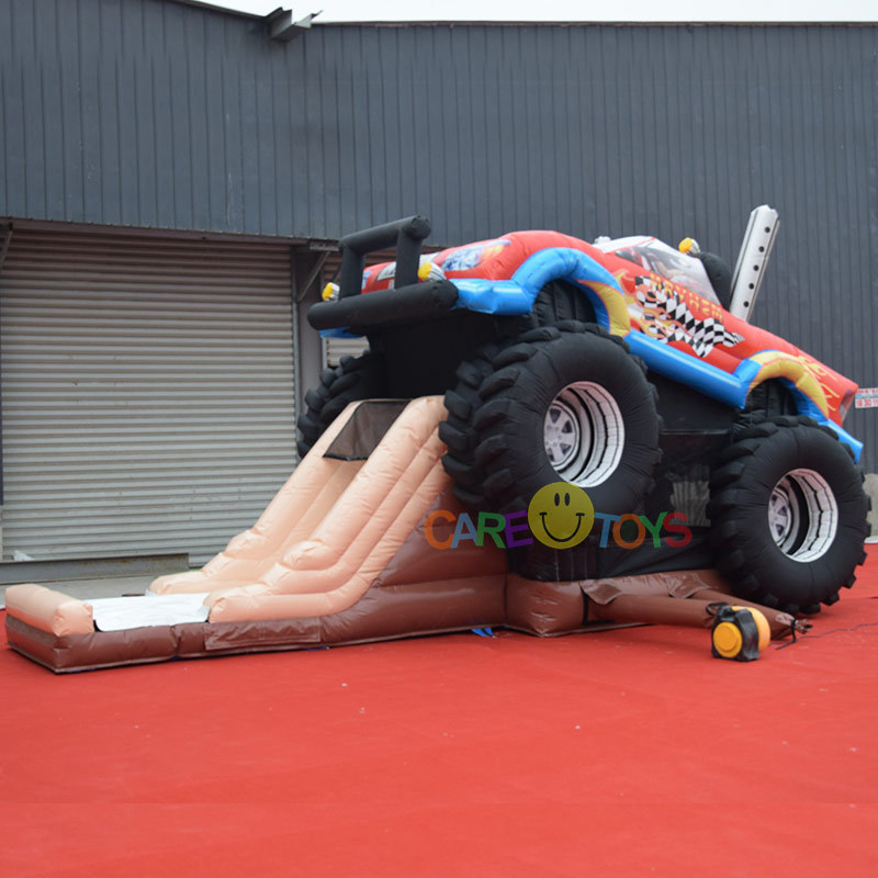 Monster Truck Inflatable Bounce House with slide