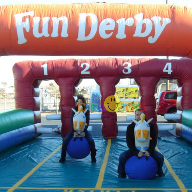 Fun inflatable derby horse race game